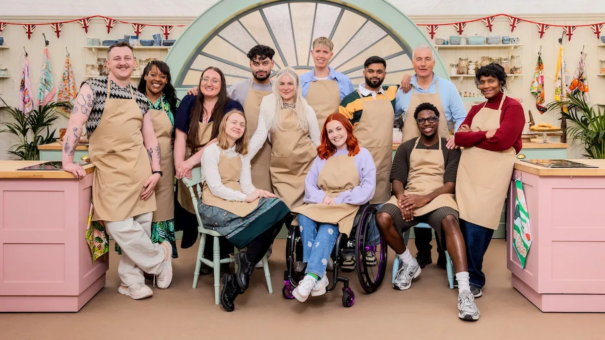 The 12 bakers from The Great British Baking Show Collection 14 together in the tent